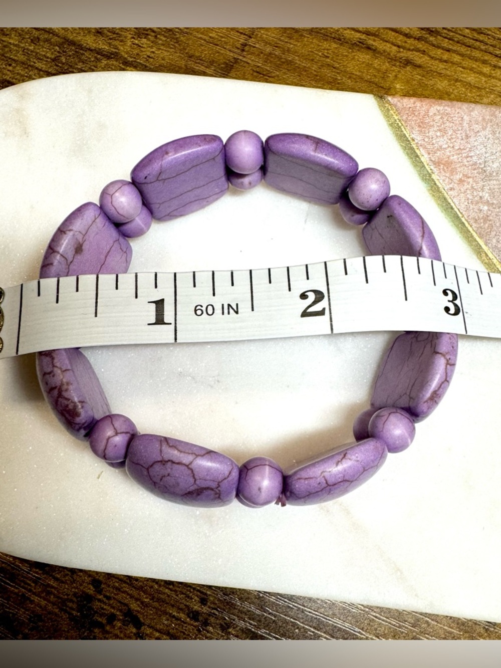 *Purple Stone Stretch Bracelet Chunky Beaded Statement Elastic - Picture 4 of 4